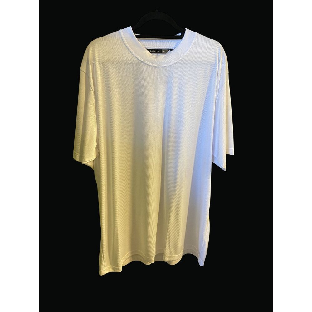 Bagazio White Short Sleeve Crew Neck Shirt 4X Lightweight Polyester IN01 Y